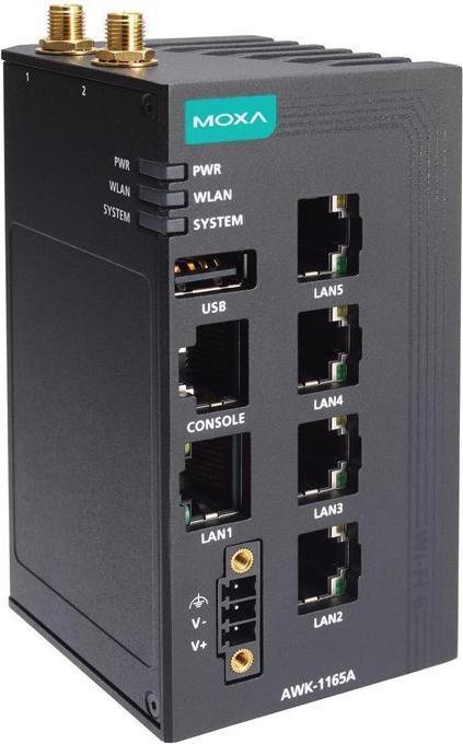 Actual product image Moxa Industrial 802.11ax wireless AP with 5 101001000BaseT(X) ports, IP30, US band, -
