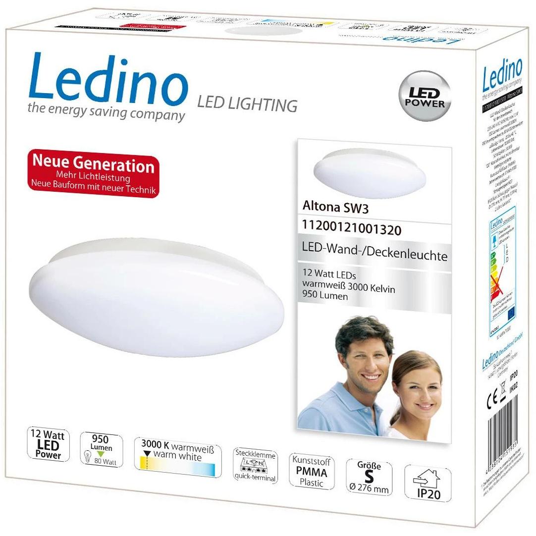 Thumbnail - Ledino, Wandleuchte + Deckenleuchte, Aufbauleuchte Altona SW3 12W 3000K Weiss (950 lm)