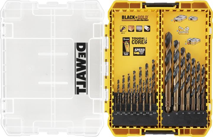 Produktbild DeWalt HSS Spiralbohrer Satz 1mm 12mm, 21teilig, für verschiedene Materialien (12 Millimeter)