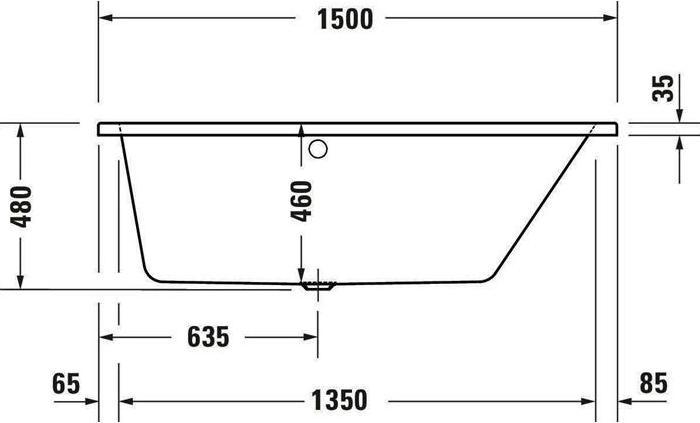 Produktbild Duravit Trapez-Badewanne No 1 1 Rückenschräge rechts weiss 1500x800mm (115 l, 150 cm, 80 cm)