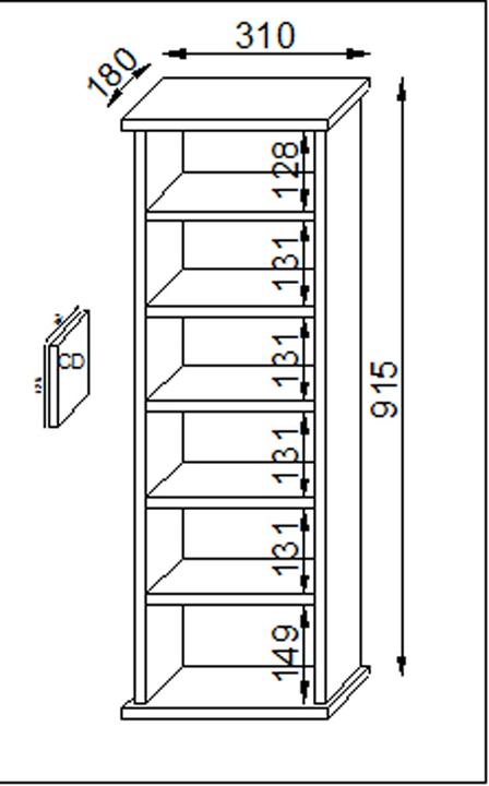 Produktbild VCM Holz CD DVD Stand Regal Vostan (31 x 18 x 92 cm)