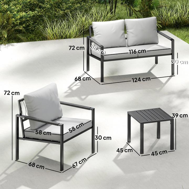 Actual product image Outsunny Gartenmöbel Set Stahl, Polyester Hellgrau