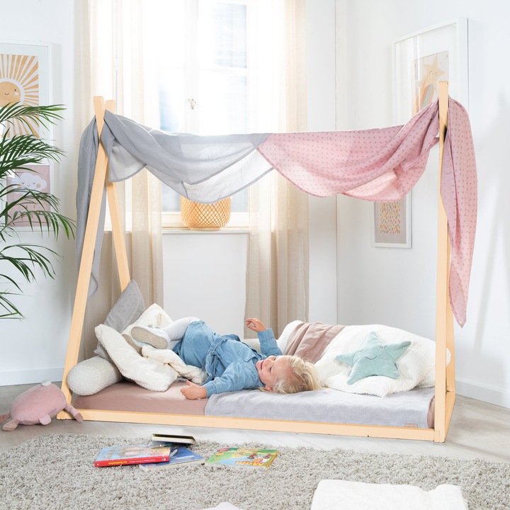 Produktbild Roba Nachhaltige Tipilounge, Tipibett 'Montessori' Bambus (70 x 140 cm)
