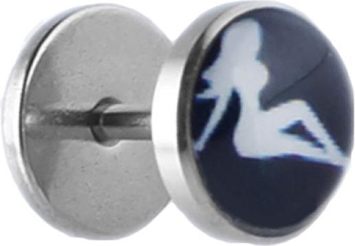 Immagine prodotto Star Piercing Fake Plug silber mit Pinup Girl (senza ottone, Acciaio chirurgico 316L)