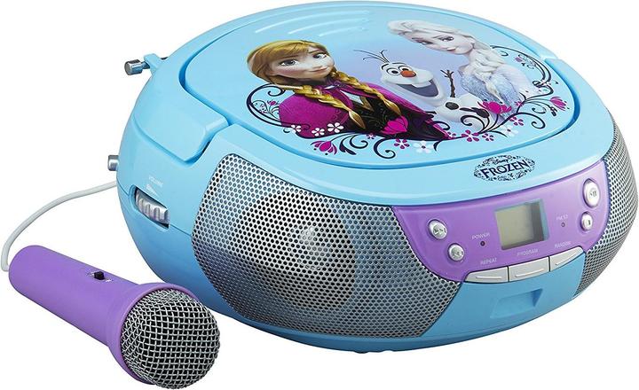 Produktbild eKids Disney Frozen CD-Player mit Mikrofon für Kinder tragbar Anna und Elsa -430