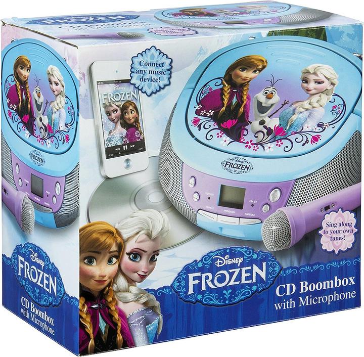 Produktbild eKids Disney Frozen CD-Player mit Mikrofon für Kinder tragbar Anna und Elsa -430