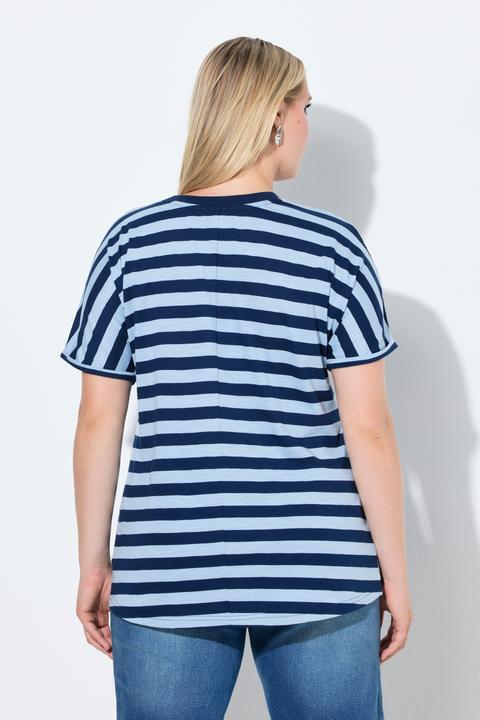 Actual product image Ulla Popken Patchwork Striped Graphic Tee (62)