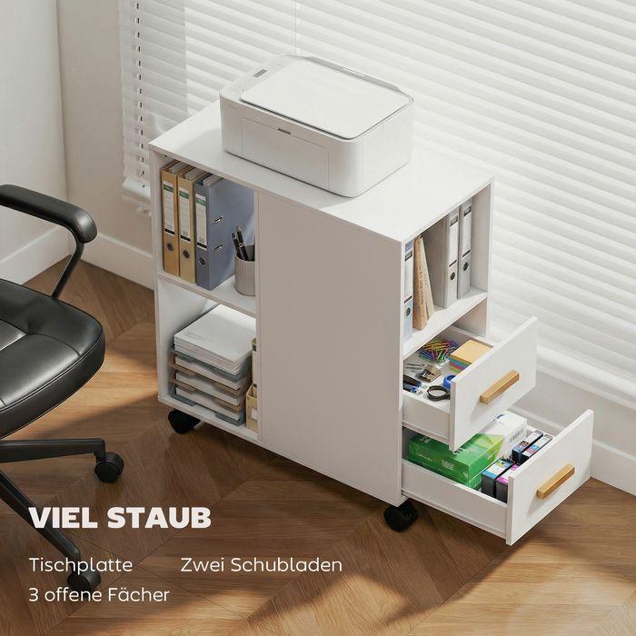 Actual product image Swisshandel24 Druckertisch, verstellbar, Rollen für Fax Scanner, 60x30x65cm, Weiss (60 x 30 x 65 cm)