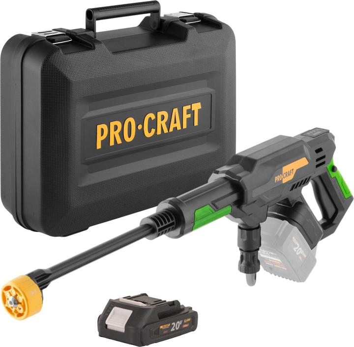 Produktbild Procraft CW20bb Akku Hochdruckreiniger 20 V 30 bar 180 l/h Brushless + 1x Akku 2,0 Ah + Koffer - (Akkubetrieb)