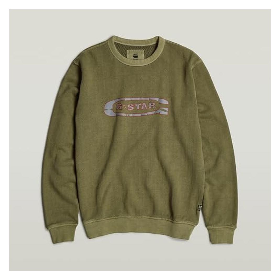 G-Star, Herren, Pullover, Zerstörter G-Logo Sweater Mit Wascheffekt, Grün, (Xl)