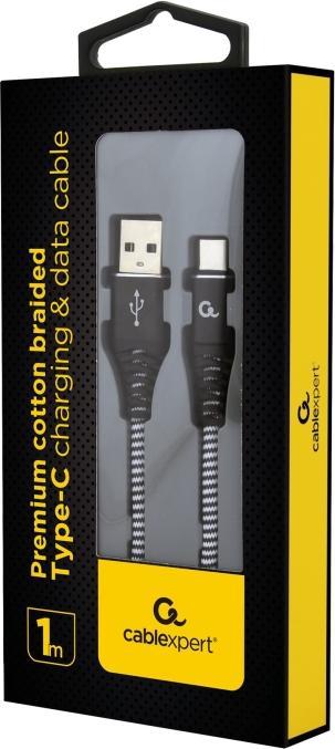 Actual product image Gembird CC-USB2B-AMCM-1M-BW USB Cable USB 2.0 USB A USB C Black (1 m, USB 2.0)