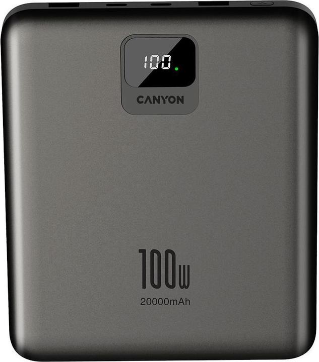Produktbild Canyon Powerbank PB-2008 LED 20000 mAh PD100W QC3.0 ciemnoszary (CNE-CPB2008DG) (20000 mAh, 100 W, 74 Wh)