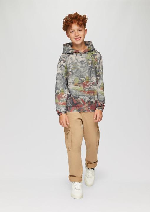 Produktbild s.Oliver Sweatshirt Kapuzen-Sweatshirt mit All-over-Print (170, 176)
