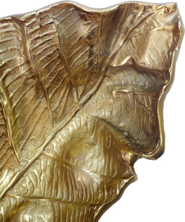 Produktbild FineBuy Dekoschale Blatt Aluminium Schale 67cm Tischdeko Alu Metall Wohnaccessoire Lang