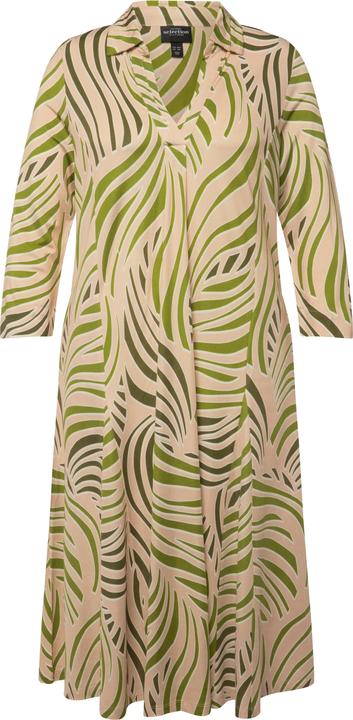 Produktbild Ulla Popken Slinky-Midikleid, Godet-Einsatz, V-Ausschnitt, 3/4-Arm (42, 44)