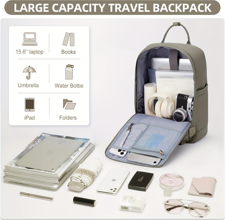 Produktbild Only-Bags.Store Solide Farbe Computer Laptop-Rucksack, einfache Preppy-Stil Schultasche, lässig Nylon Reise Sport