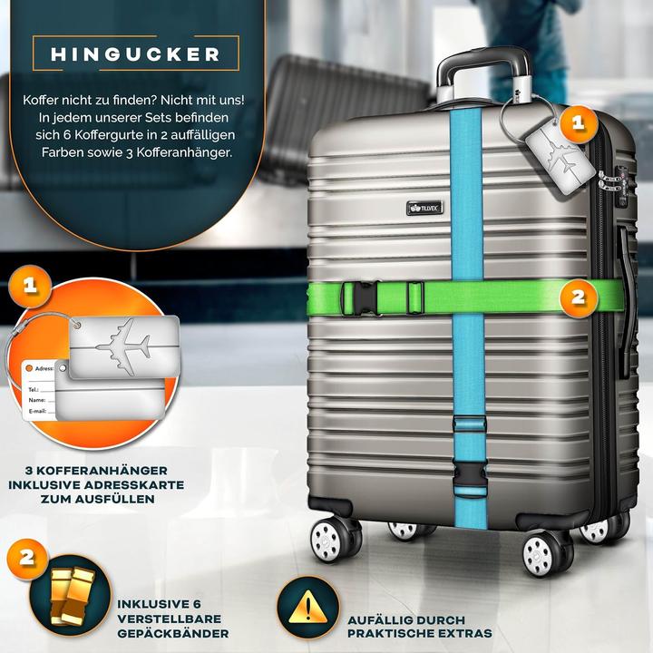 Actual product image Tillvex 3-teiliges Reisekoffer-Set mit Kofferwaage, Gepäckanhänger & Kofferbänder