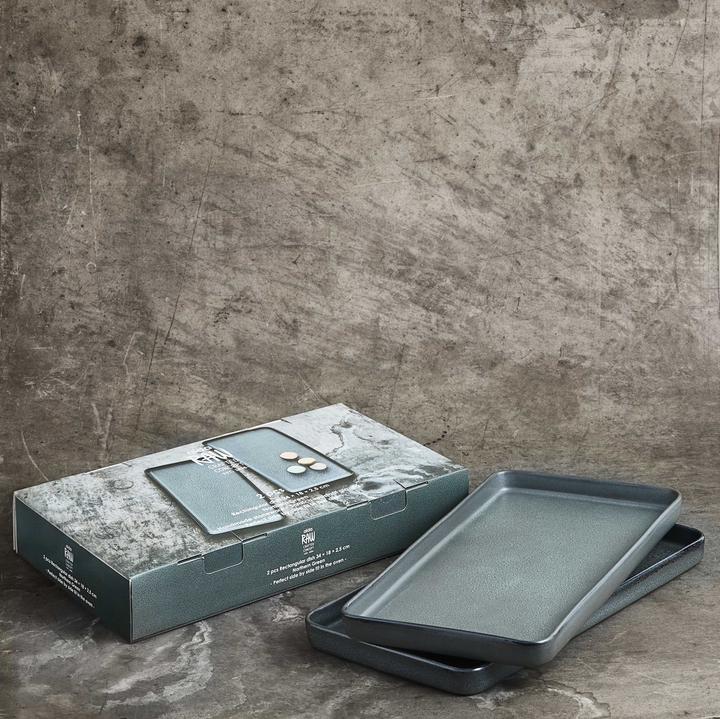 Produktbild RAW Rectangular dish set 34 x 18 cm - 2 pcs - Northern Green (2x)