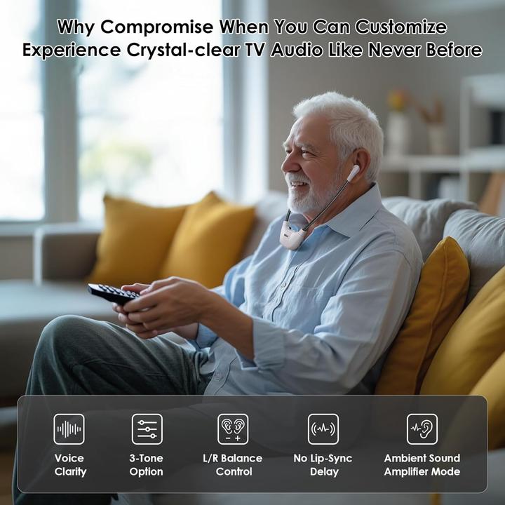 Image du produit Simolio Kabellose TV-Kopfhörer mit Ladestation & Mikrofon (ANC, Sans fil)