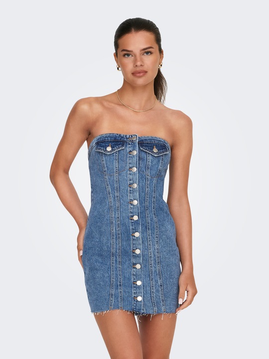 Produktbild Only Eng anliegend Trägerlos Kurzes Kleid Jeanskleid (S)