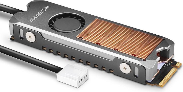 Produktbild Axagon CLR-M2FAN computer cooling system Solid-state drive Heatsink/Radiatior Grey 1 pc(s)