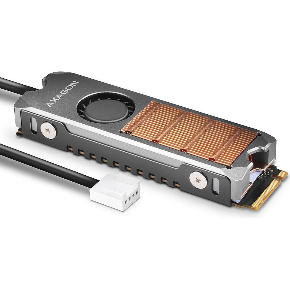 Axagon CLR-M2FAN computer cooling system Solid-state drive Heatsink/Radiatior Grey 1 pc(s), SSD + Festplatte Zubehör