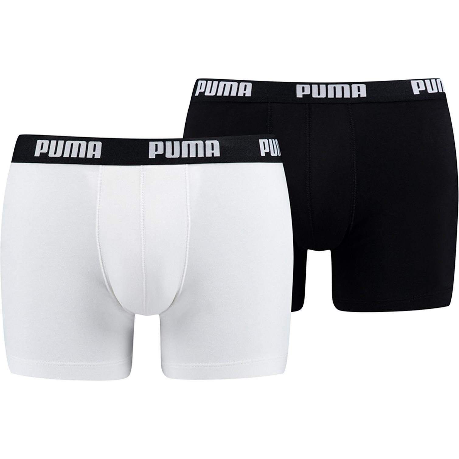Puma, Herren, Unterhosen, Basic Boxer, Weiss, Schwarz, (XXL, 2er Pack)
