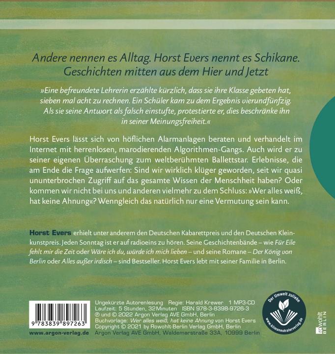 Actual product image Who knows everything has no idea (Horst Evers, German)