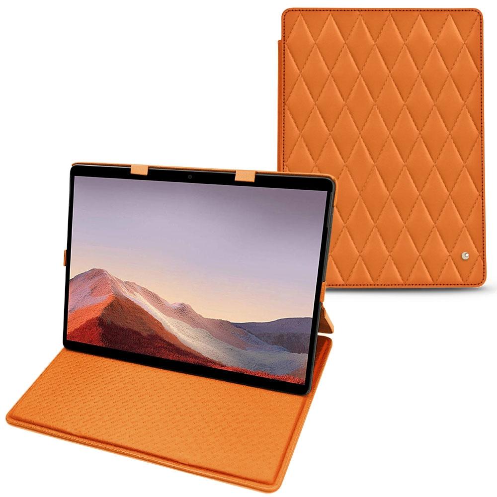Noreve Lederschutzhülle vertikal (Microsoft Surface Pro X), Tablet Hülle, Orange