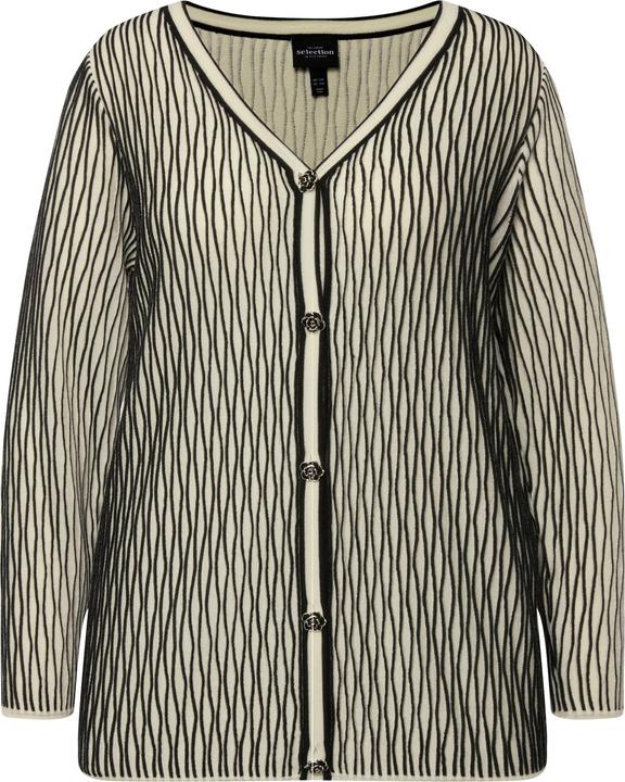 Produktbild Ulla Popken Strickjacke, 3D Struktur, V-Ausschnitt, Langarm, Wollmix (46, 48)