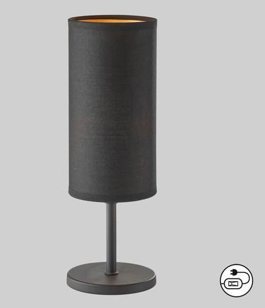 Produktbild FHL easy FHL Kira Tischleuchte Leinenschirm rund Modern E14 schwarz 850264 (E14)