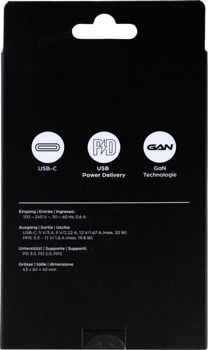Produktbild Onit USB-Wandladegerät Single 1C 20 W GaN Schwarz (20 W, 1 Port)