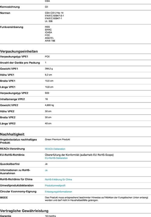 Nährwerte und Zutaten Schneider Electric Nicht programm.Empfänger XB5R, 24 Vdc
