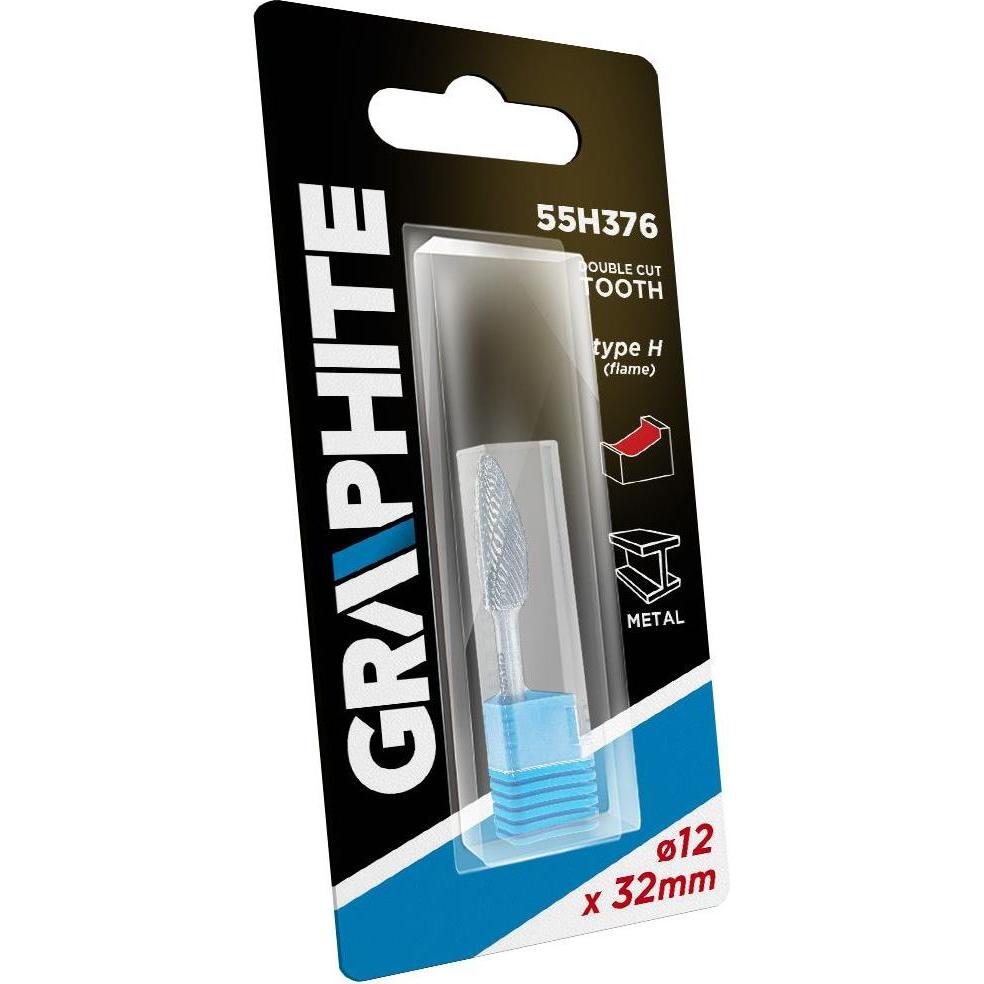 Graphite, Fräser, Graphit-Metallschneider (HM-Metallschneider, Typ H (Flamme), 12 x 32 mm, Schaft 6 x 45 mm)