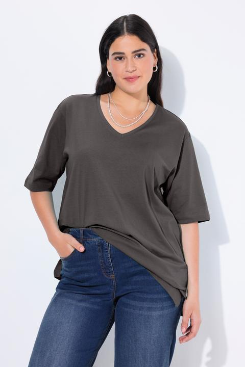 Produktbild Ulla Popken T-Shirt, V-Ausschnitt, Relaxed, Halbarm (54)