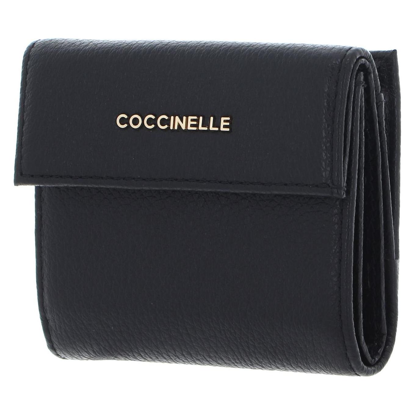 Coccinelle, Damen, Portemonnaie, Metallic Soft Mini Wallet, Schwarz