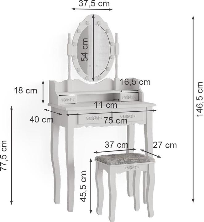 Immagine prodotto Vicco Maggie con illuminazione a LED e sgabello (75 x 40 x 147 cm)