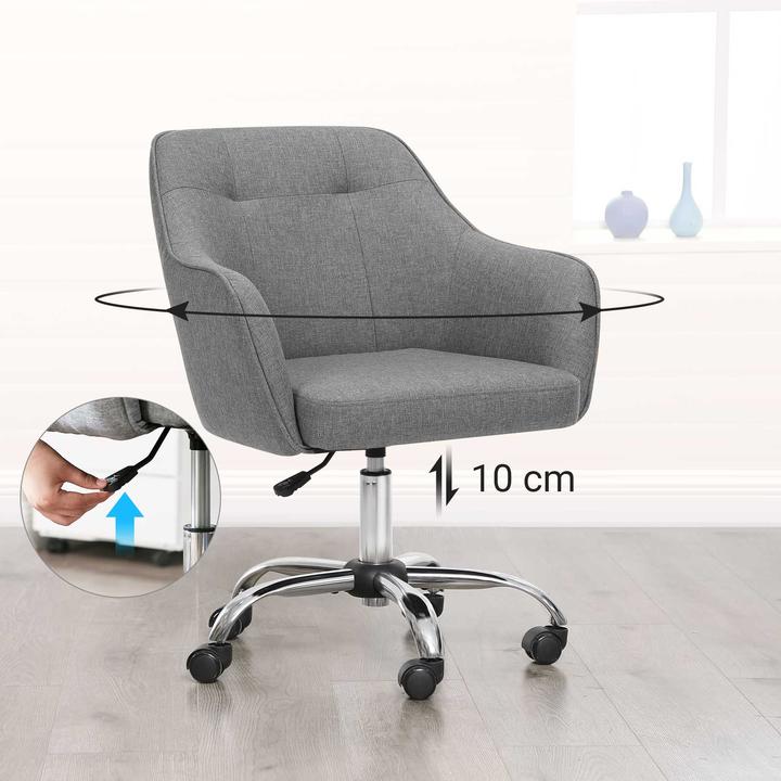 Actual product image Songmics Office chair, OBG019G01V1 grey fabric, silver frame