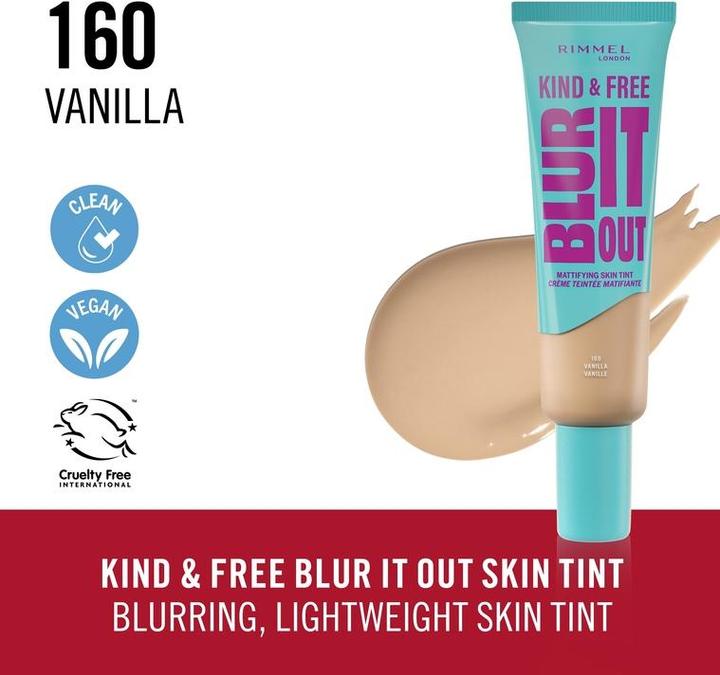 Actual product image Rimmel London Kind & Free Blur It Out Mattierende Hauttönung 180 Vanille (160 Vanilla)