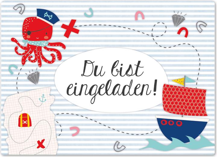 Produktbild Papierdrachen 12 Einladungskarten zum Geburtstag – Pirat (12 Stk.)