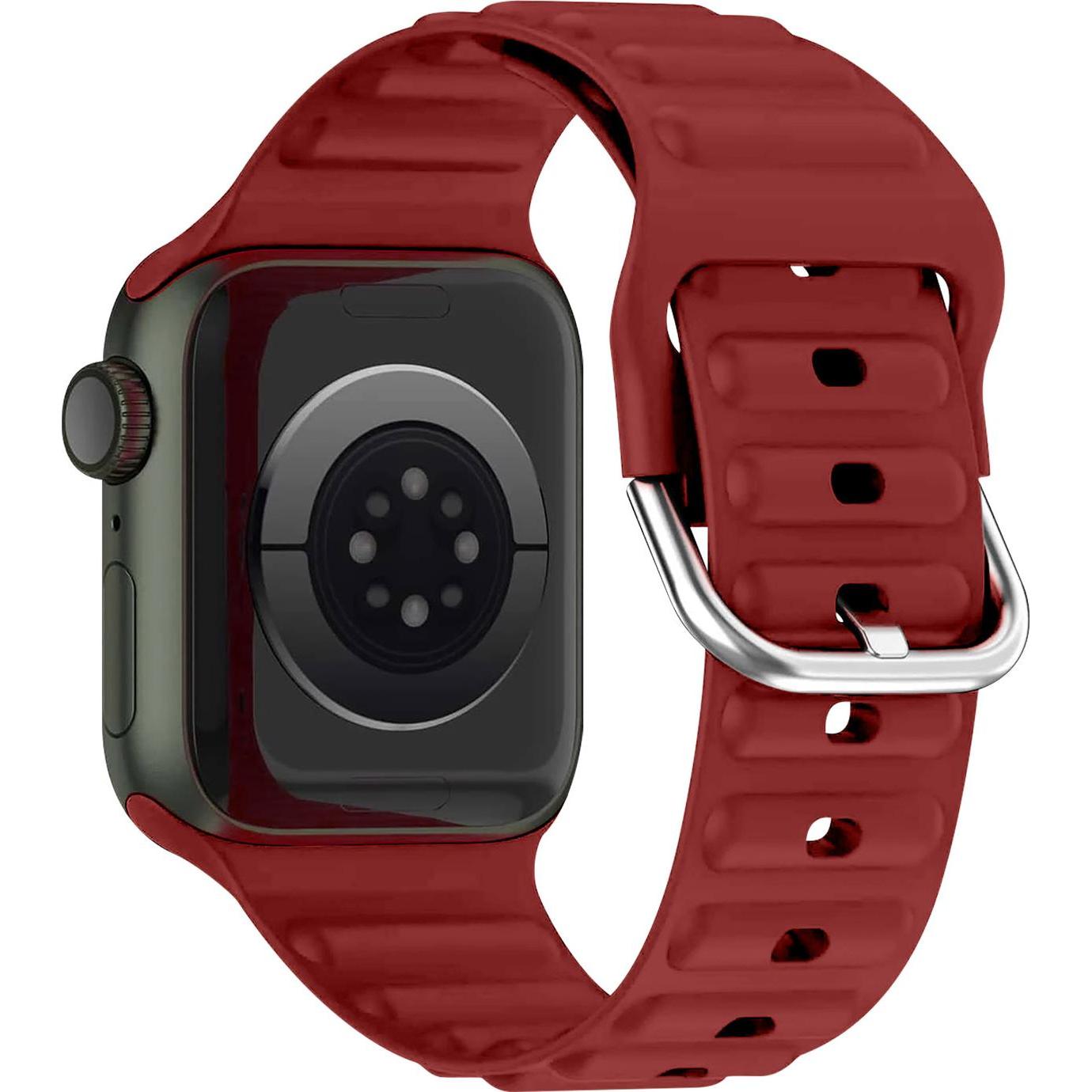Avizar Ersatzarmband (Silikon, Apple Watch Series 6, Apple Watch Series 7, Apple Watch Series 8), Uhrenarmband, Rot