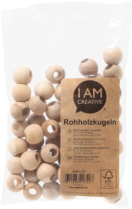 Produktbild I Am Creative Rohholzkugeln, Holzperlen
