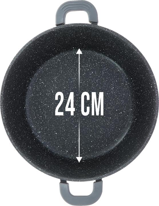 Actual product image Cheffinger Marble-coated pot with glass lid - 24 cm (24 cm, Roman pot, Aluminium)