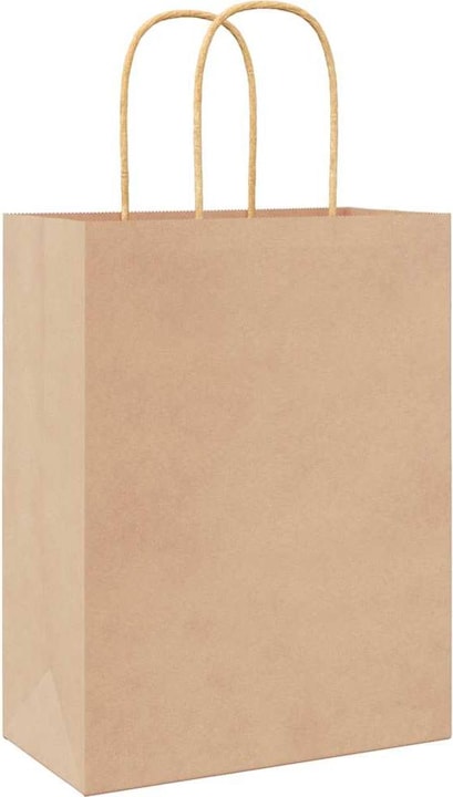 Produktbild VidaXL Kraftpapiertüten 50 Stk. mit Henkel Braun 22x11x28 cm Papiertüte (Geschenktüte, 50 x)