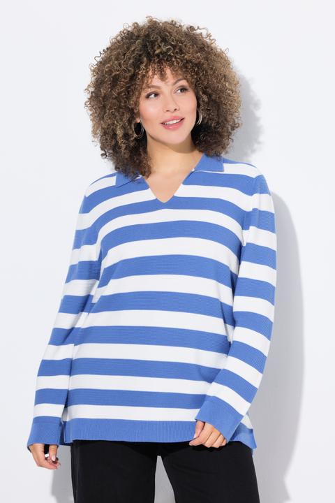 Produktbild Ulla Popken Pullover, Ringel, Linksstrick, Polokragen, Langarm (58)