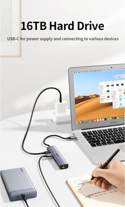 Actual product image Ugreen Gigabit Ethernet Adapter Hub mit USB PD (USB-C, 4 Ports)