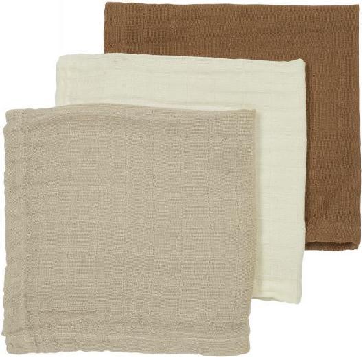 Meyco Panni Per Il Ruttino In Mussola Prelavata Confezione Da 3 Pezzi Uni - Bianco Sporco/Sabbia/Caffè - (30 cm, 30 cm)