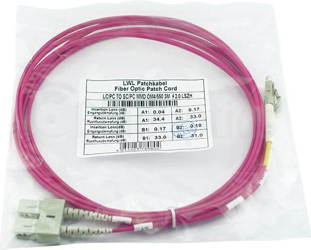 Actual product image BlueOptics Duplex fibre optic patch cable LC-SC multimode OM4 1 metre (1 m)