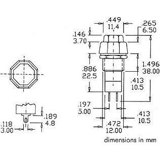 Velleman R18-24A - DRUCKSCHALTER - 1P AUS-EIN - ROTE SCHUTZKAPPE - 3 A / 125 V, Taster + Schalter, Rot