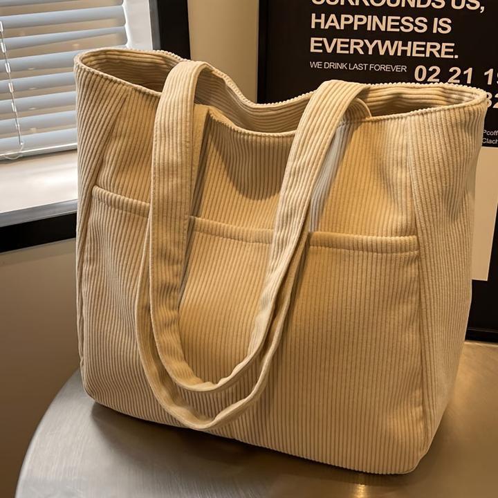 Image du produit Only-Bags.Store Sac en velours côtelé avec bandoulière fixe, couleur unie décontractée, fermeture à glissière,